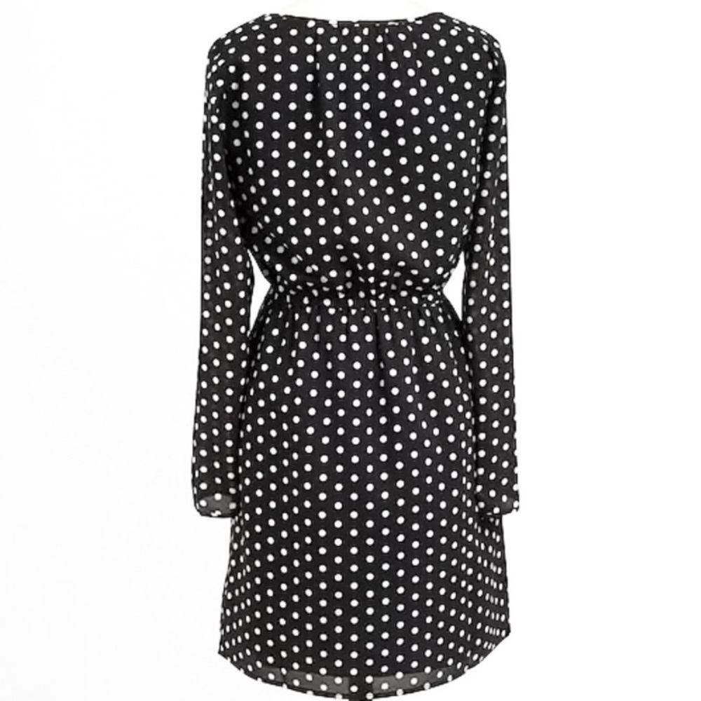 J Crew Long sleeve polka dot Black dress